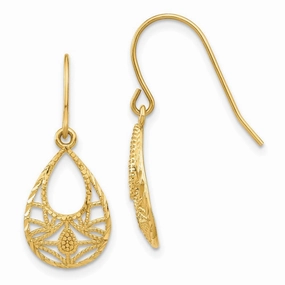 14K Diamond-cut Dangle Earrings