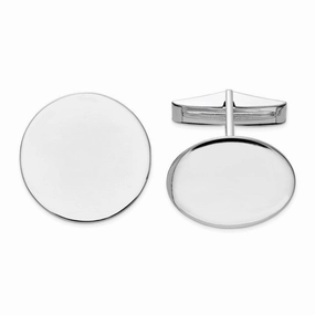 14K WG Circular Cuff Links