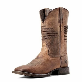 Ariat 10029699 Men's Circuit Patriot Western Boots - Weathered Brown - 12M