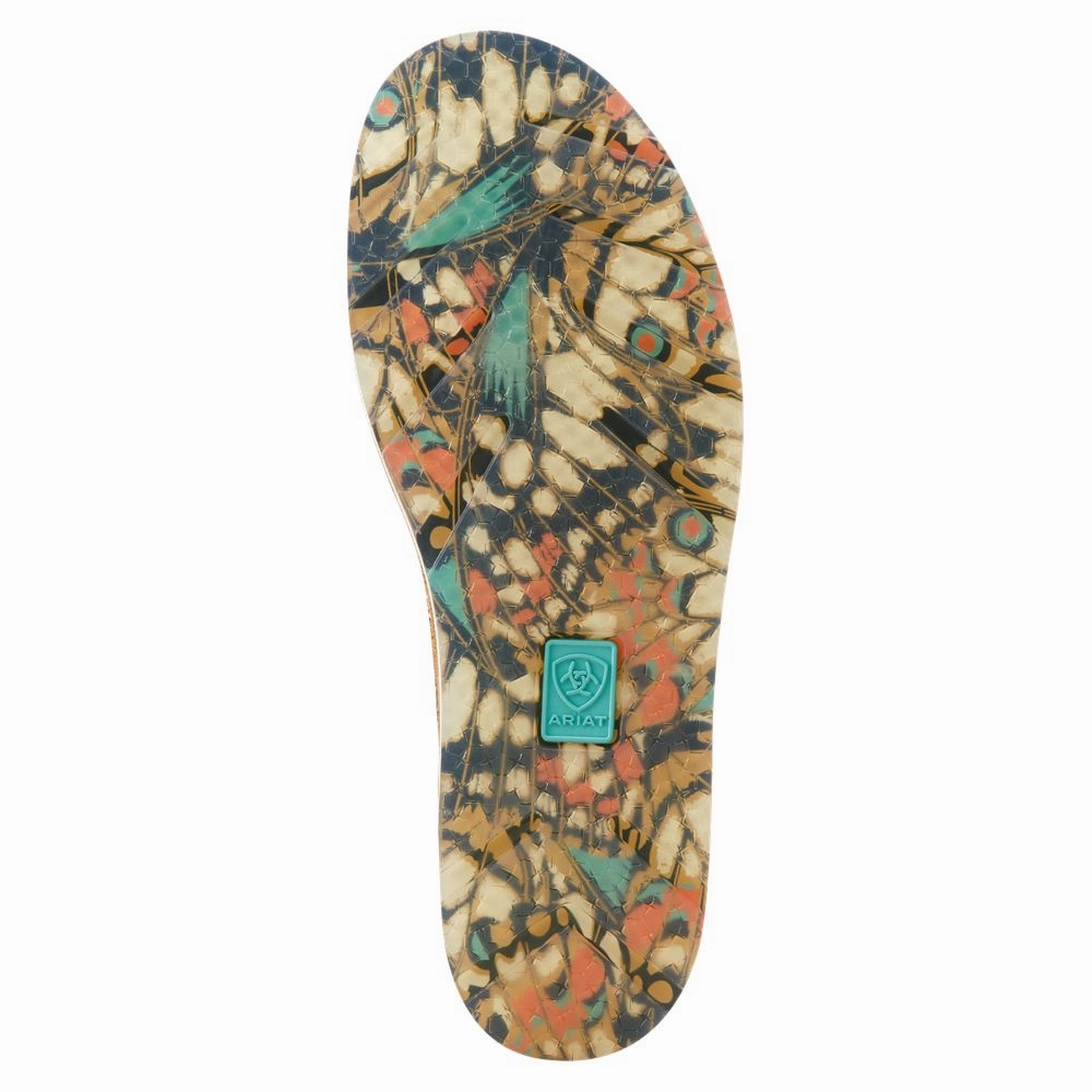 Ariat Cruiser Floral Leather Slip-On Shoes for Ladies - Brown Floral - 9M
