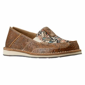 Ariat Cruiser Floral Leather Slip-On Shoes for Ladies - Brown Floral - 9M