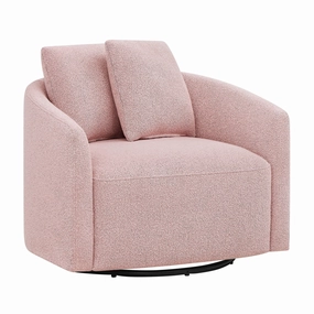 Beautiful LS-BT-031 Drew Kids Accent Chair, Rose Boucl Fabric, 360-Degree Swivel Base