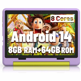Bestski KT1016-PK 10" 8GB RAM 64GB rom Android 14 Kids Tablet , Purple