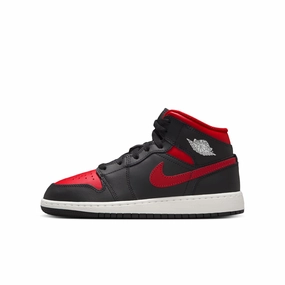 Big Kid's Air Jordan 1 Mid- BLACK/VARSITY RED-SUMMIT WHITE