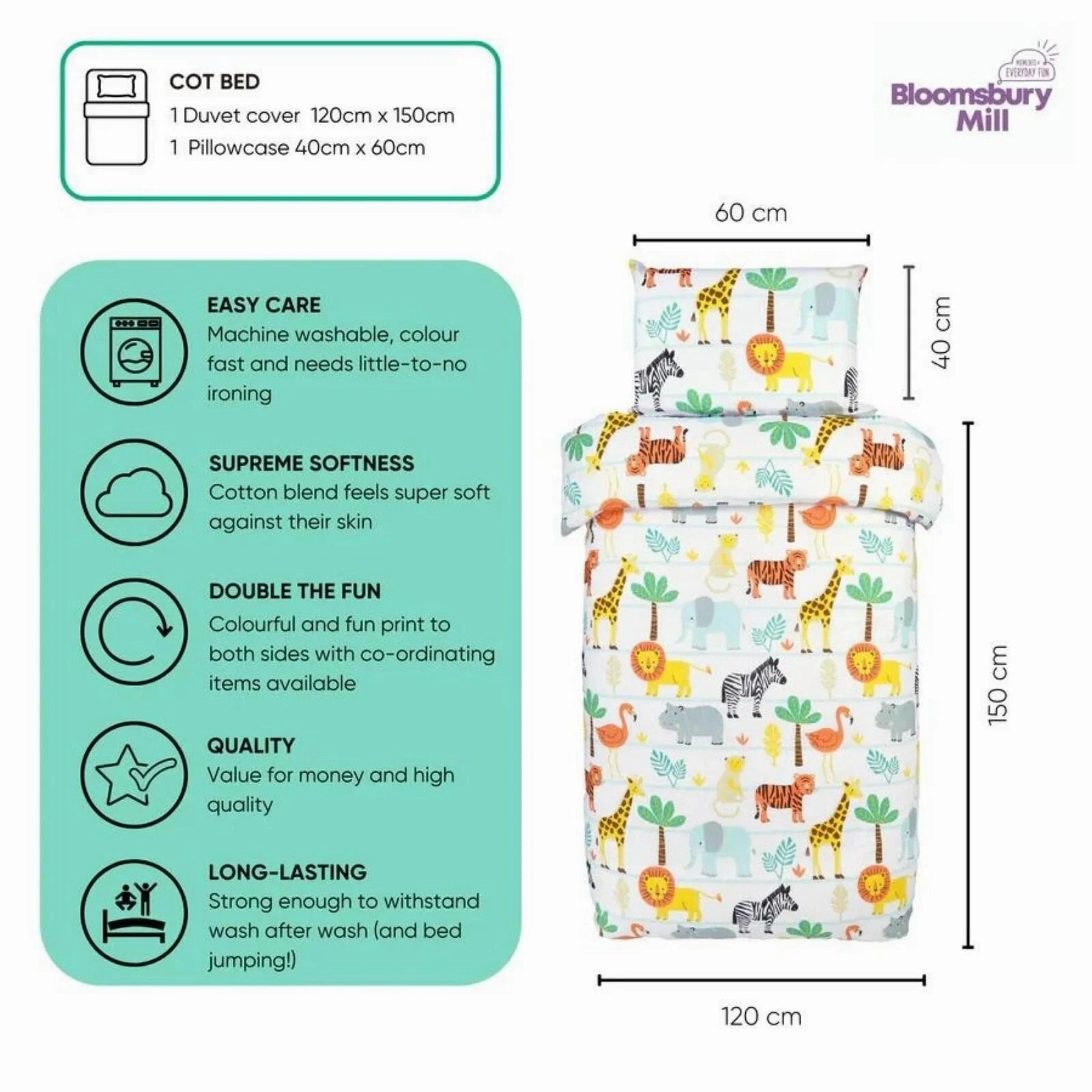 Bloomsbury Mill Single Duvet Set - Safari Adventure