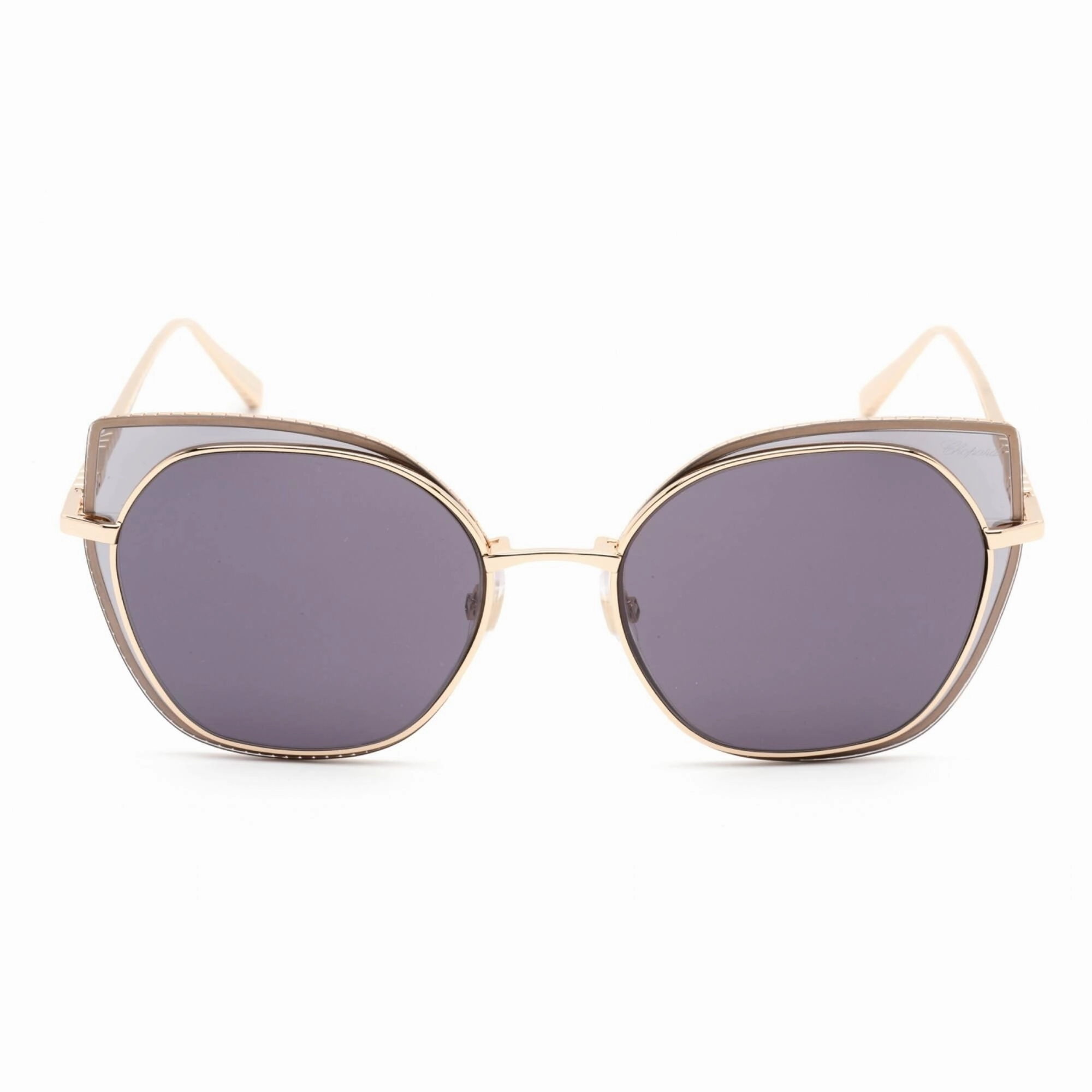 Chopard Men's Sunglasses - Full Rim Polished Rose Gold Metal Cat Eye | SCHF74M 300Y