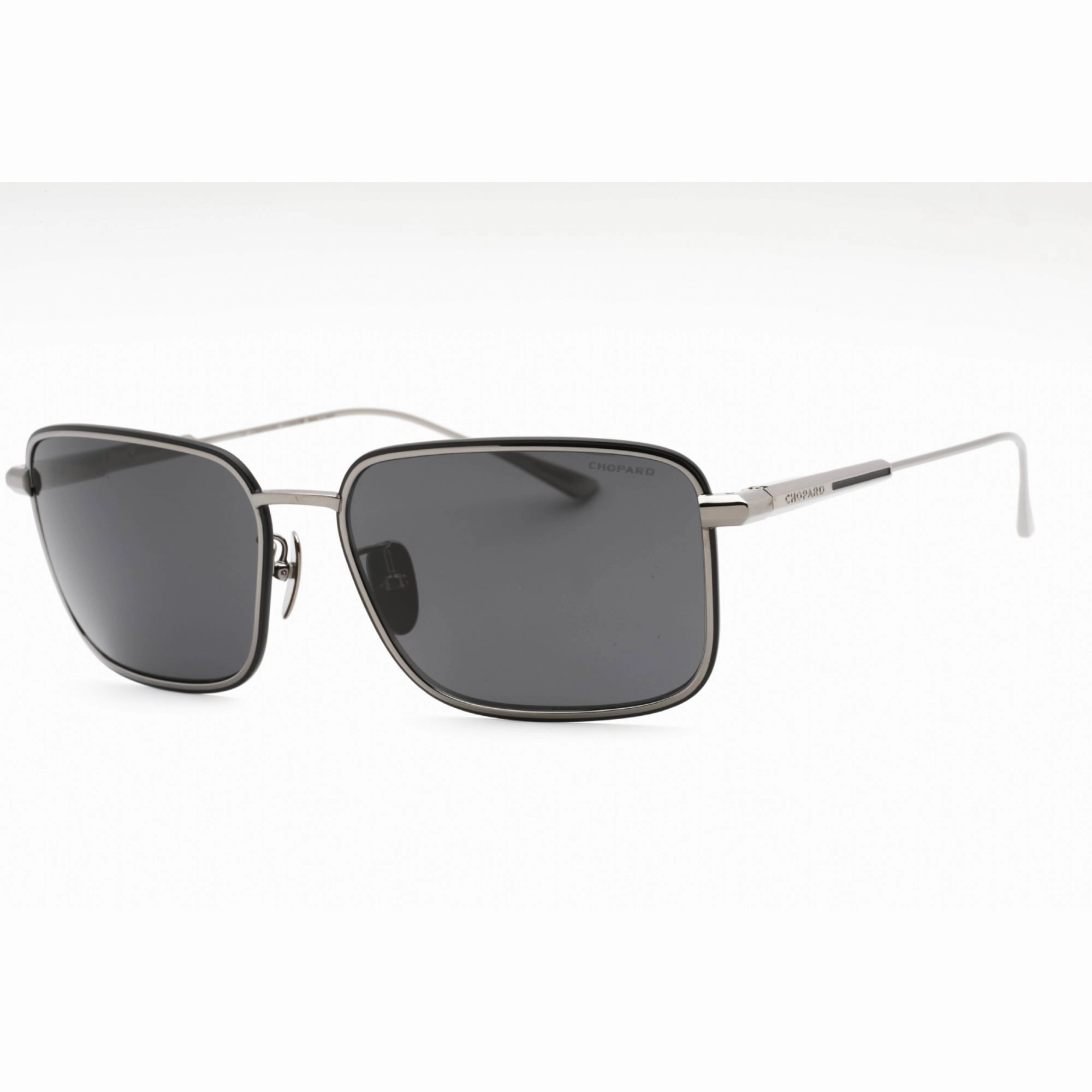 Chopard Men's Sunglasses - Shiny Ruthenium Silver Rectangular Frame | SCHF84M K56P