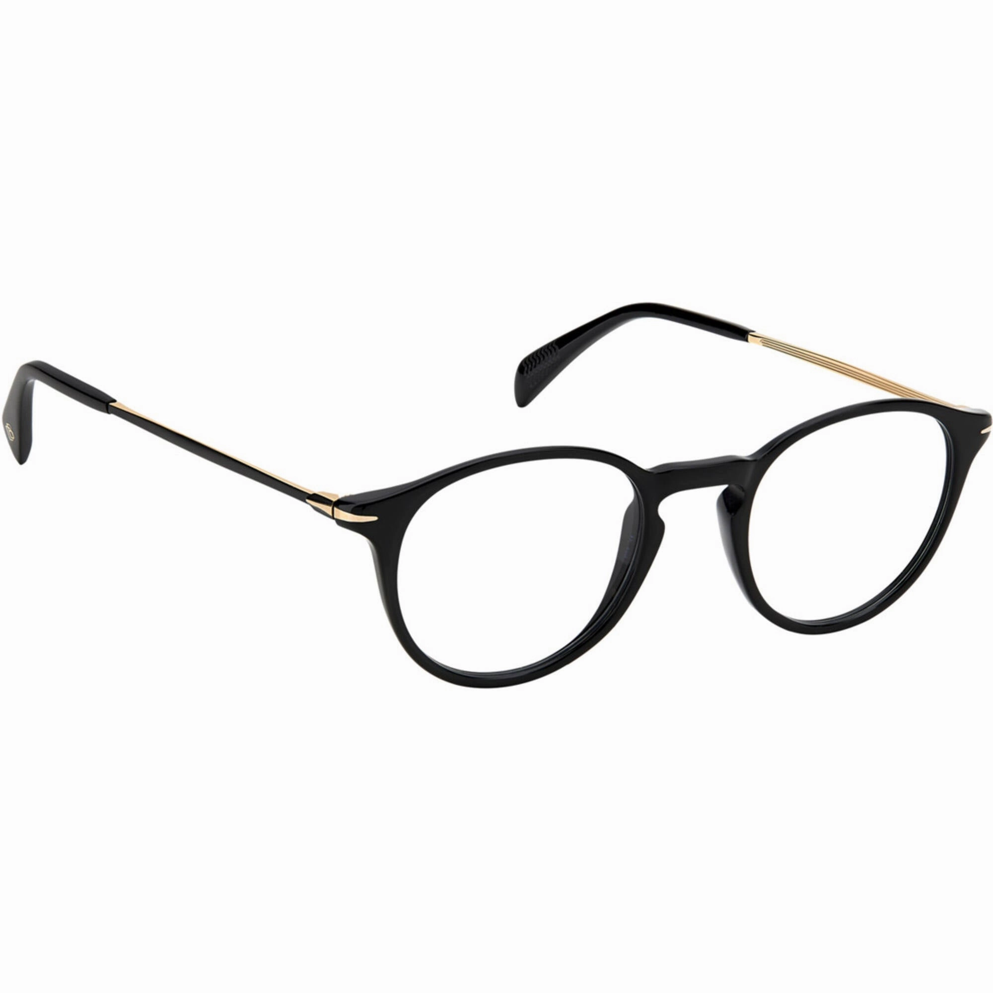 David Beckham Men's Eyeglasses - Black Plastic Full Rim Round Frame | DB-1049 0807