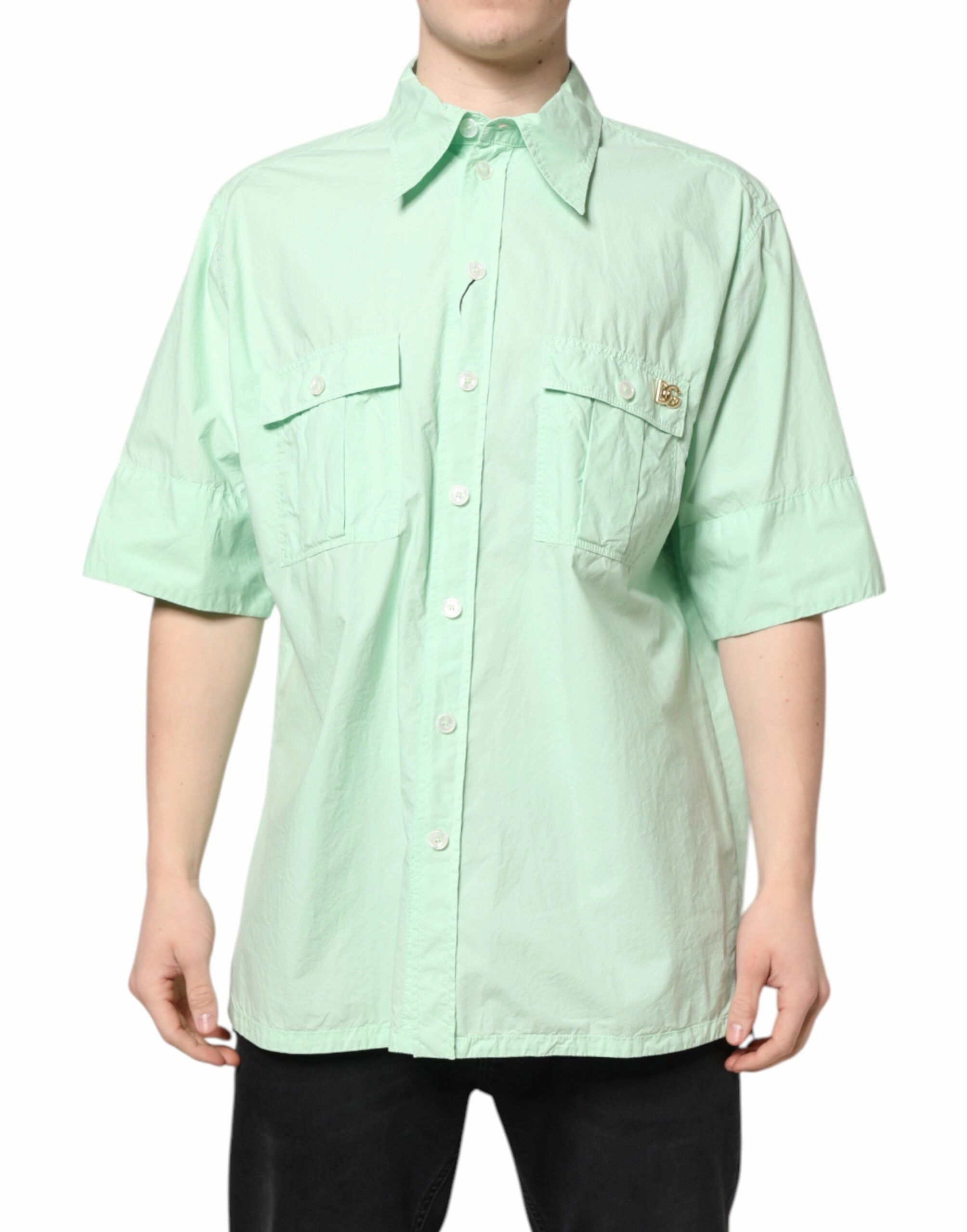 Dolce & Gabbana Cotton Short Sleeves Men Casual Men's Shirt (Pre-Owned)