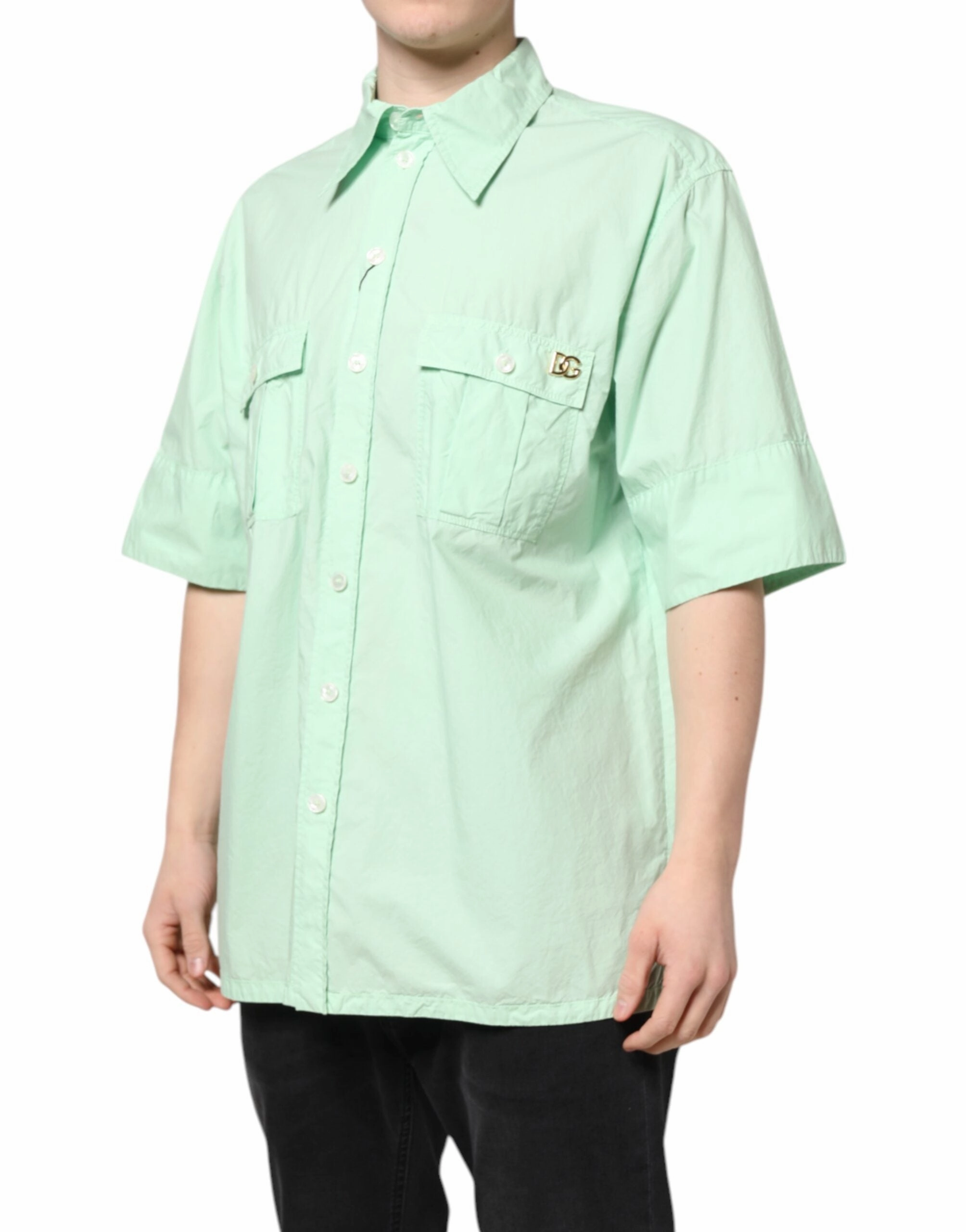 Dolce & Gabbana Cotton Short Sleeves Men Casual Men's Shirt (Pre-Owned)