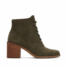 Evelyn Olive Suede Lace-Up Heeled Boot