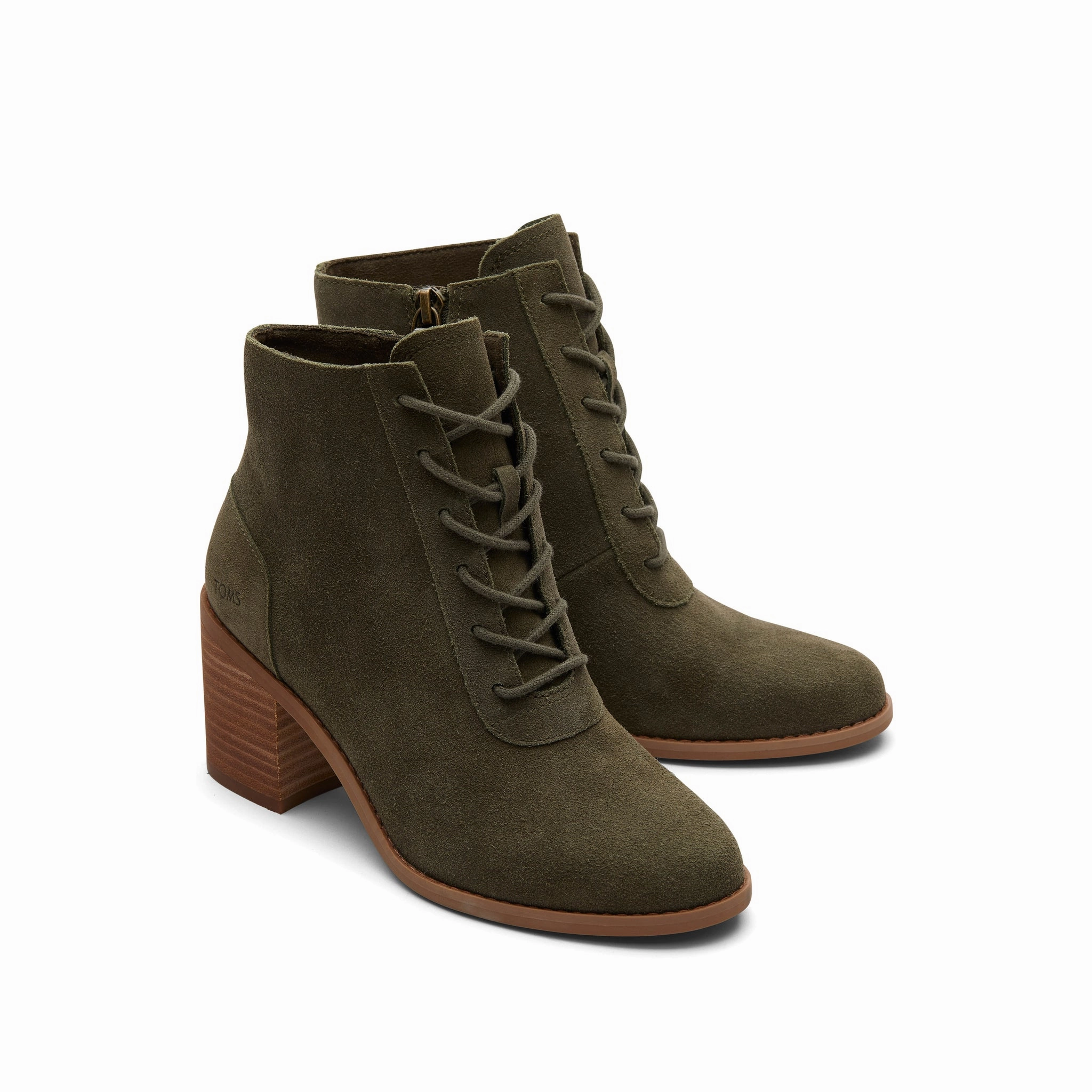 Evelyn Olive Suede Lace-Up Heeled Boot