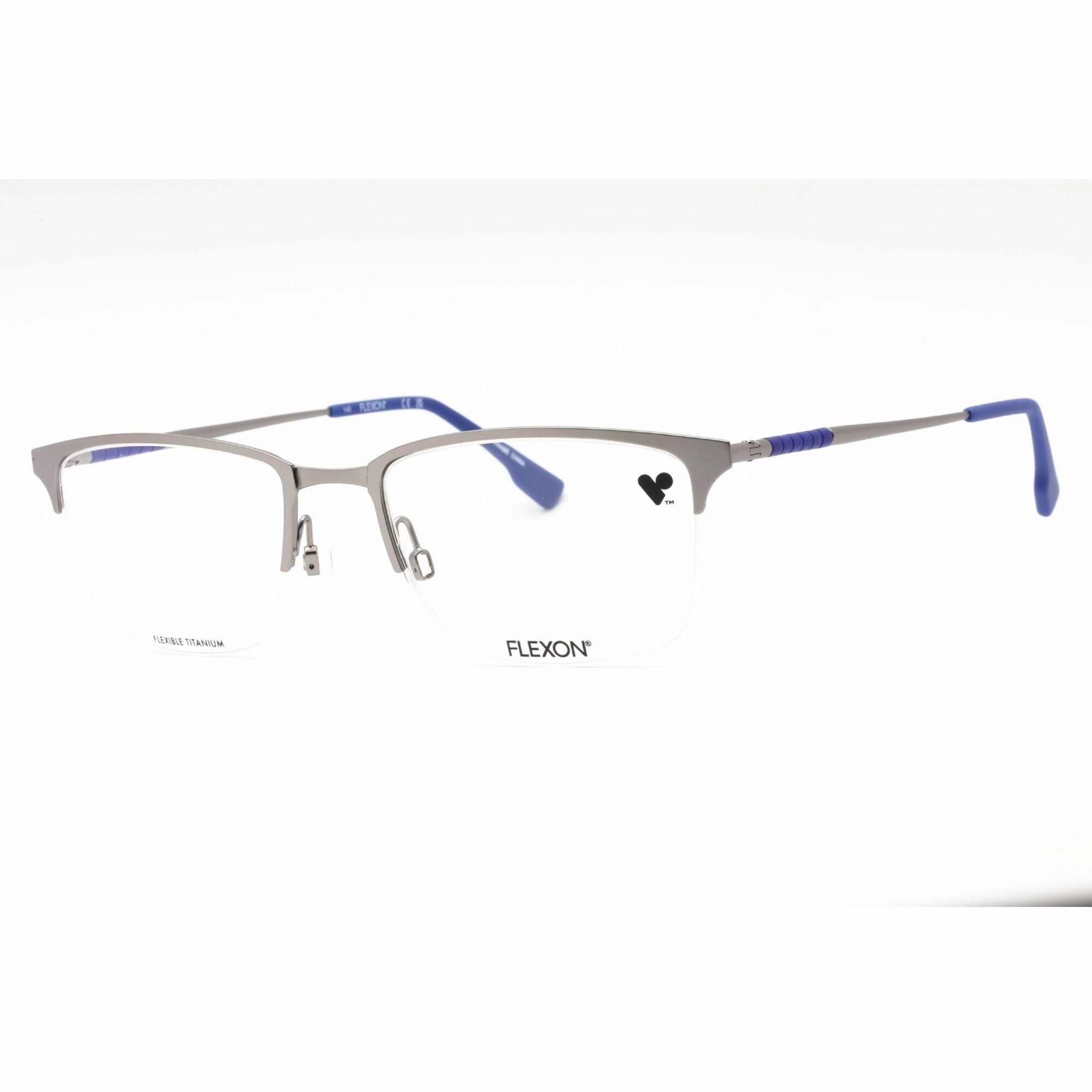 Flexon Men's Eyeglasses - Matte Silver Rectangular Half Rim Frame | FLEXON E1130 044