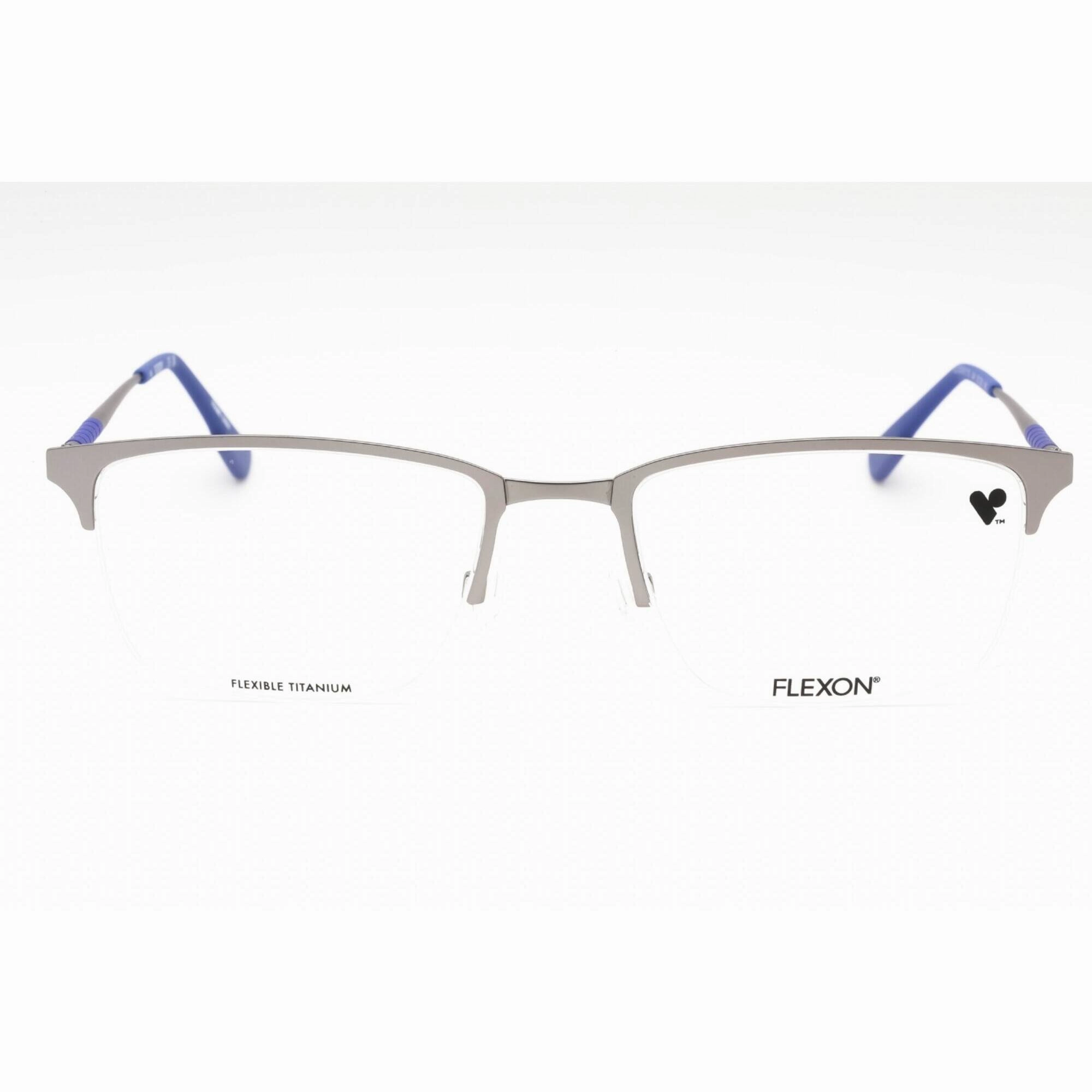 Flexon Men's Eyeglasses - Matte Silver Rectangular Half Rim Frame | FLEXON E1130 044