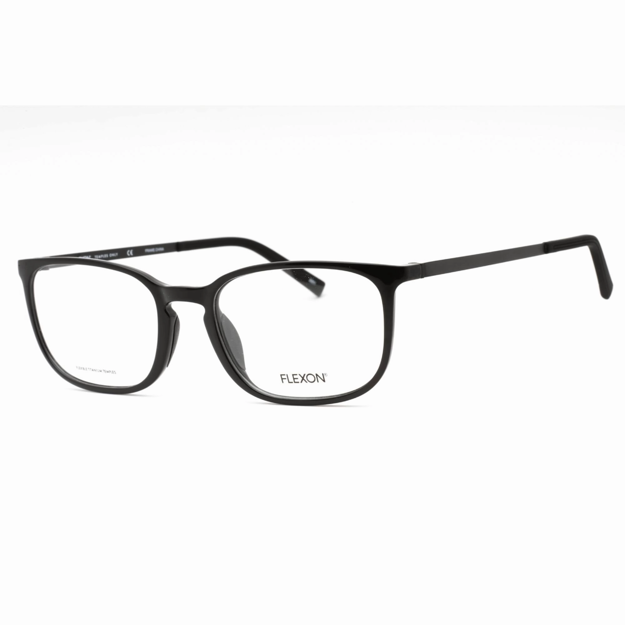 Flexon Men's Eyeglasses - Shiny Black Rectangular Full Rim Frame | FLEXON EP8012 001