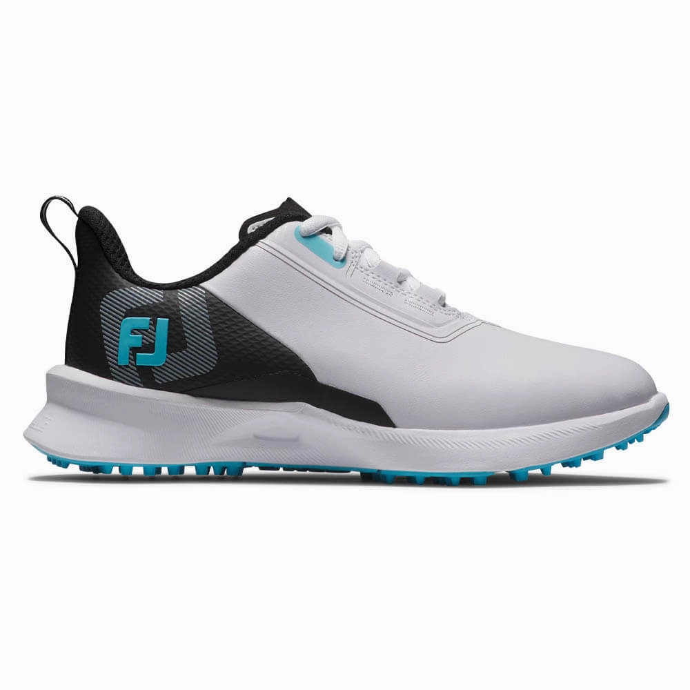 FootJoy Fuel Spikeless Golf Shoes White/Black/Blue - 25 Boys