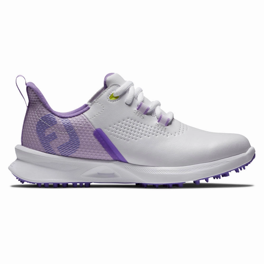 FootJoy Fuel Spikeless Golf Shoes White/Purple - 24 Girls