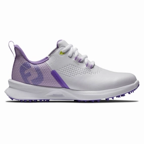 FootJoy Fuel Spikeless Golf Shoes White/Purple - 24 Girls