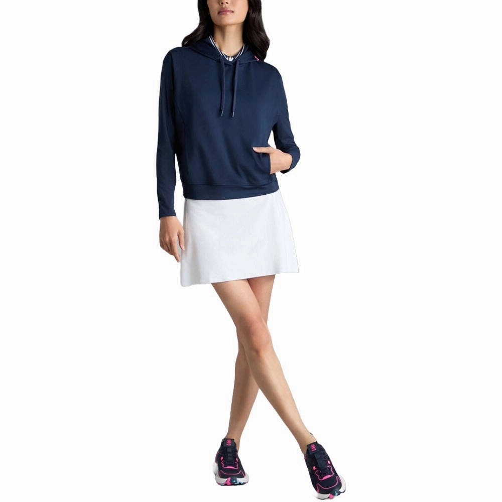 Gfore Pray For Birdies Double Knit Brushed Back Cropped Hoodie Golf Jacket Twilight - SP25 Women