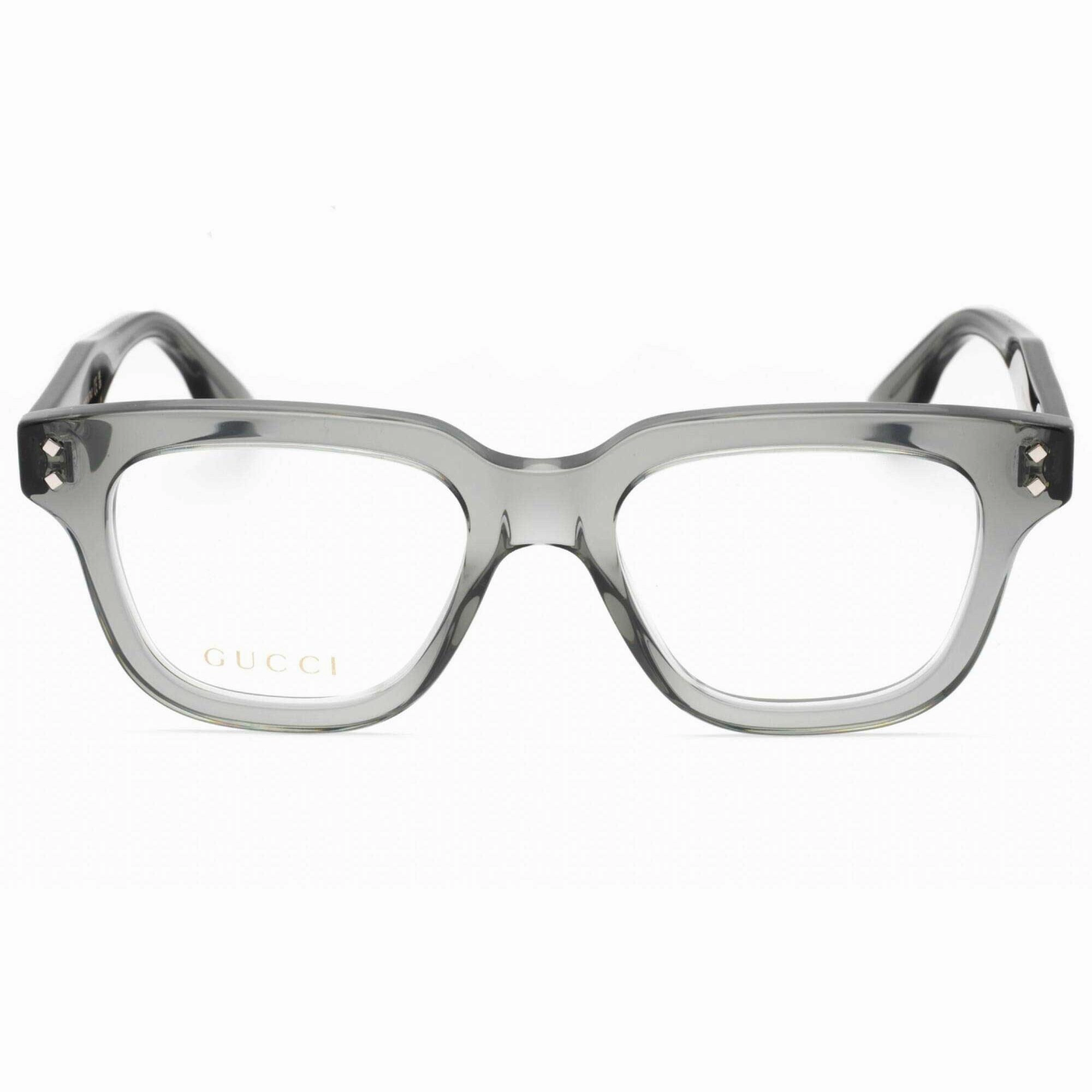 Gucci Men's Eyeglasses - Grey Square Full Rim Frame Transparent Lens | GG1219O 003