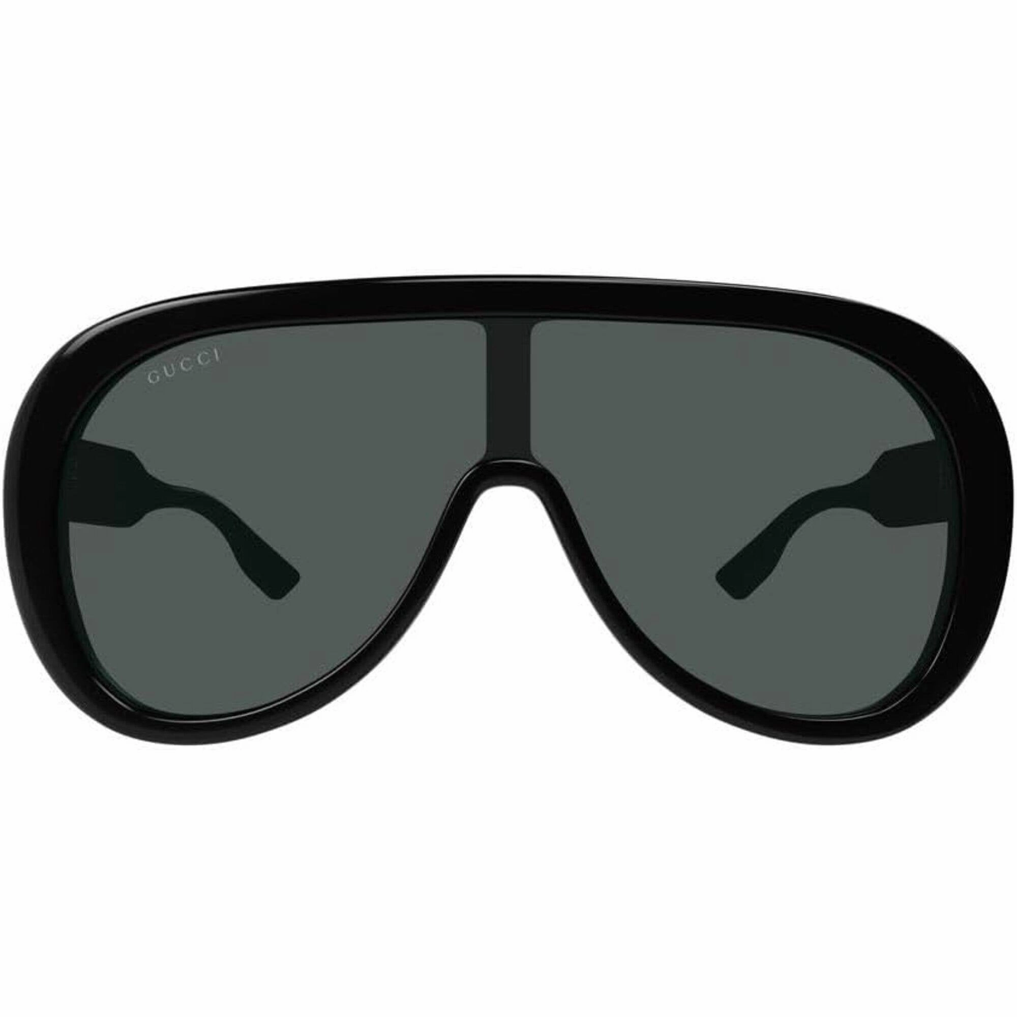 Gucci Men's Sunglasses - Black Shield Full Rim Plastic Frame Grey Lens | GG1370S 001