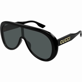 Gucci Men's Sunglasses - Black Shield Full Rim Plastic Frame Grey Lens | GG1370S 001
