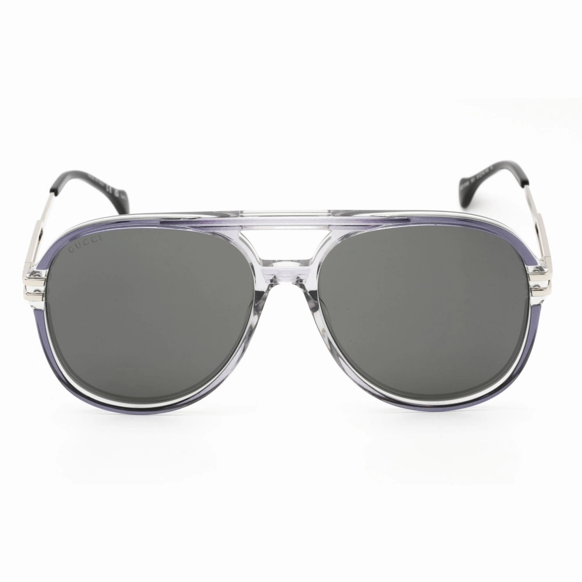 Gucci Men's Sunglasses - Grey/Silver Plastic Aviator Full Rim Frame | GG1104S 001