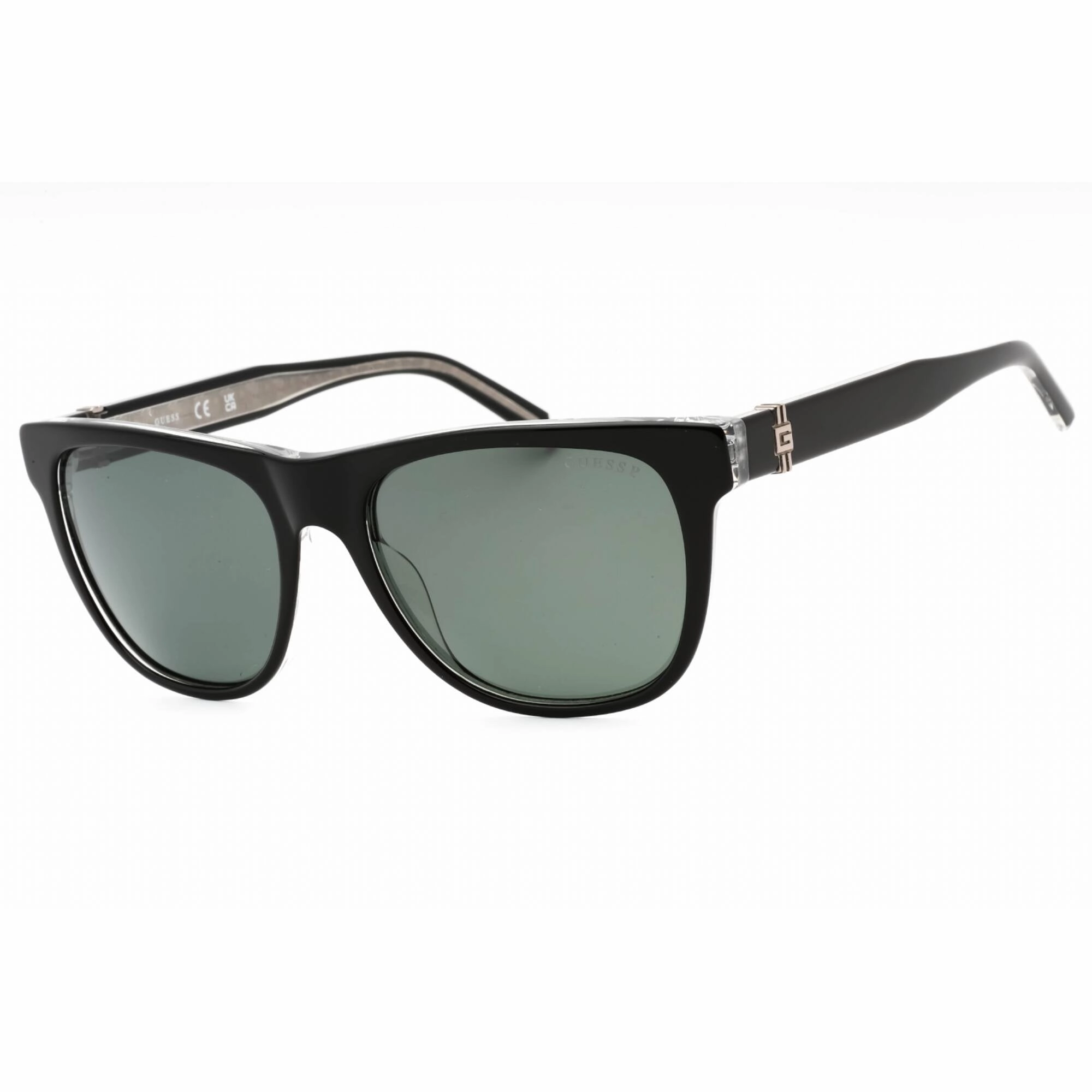 Guess Men's Sunglasses - Shiny Black Acetate Square Frame Green Lens | GU00075 01R