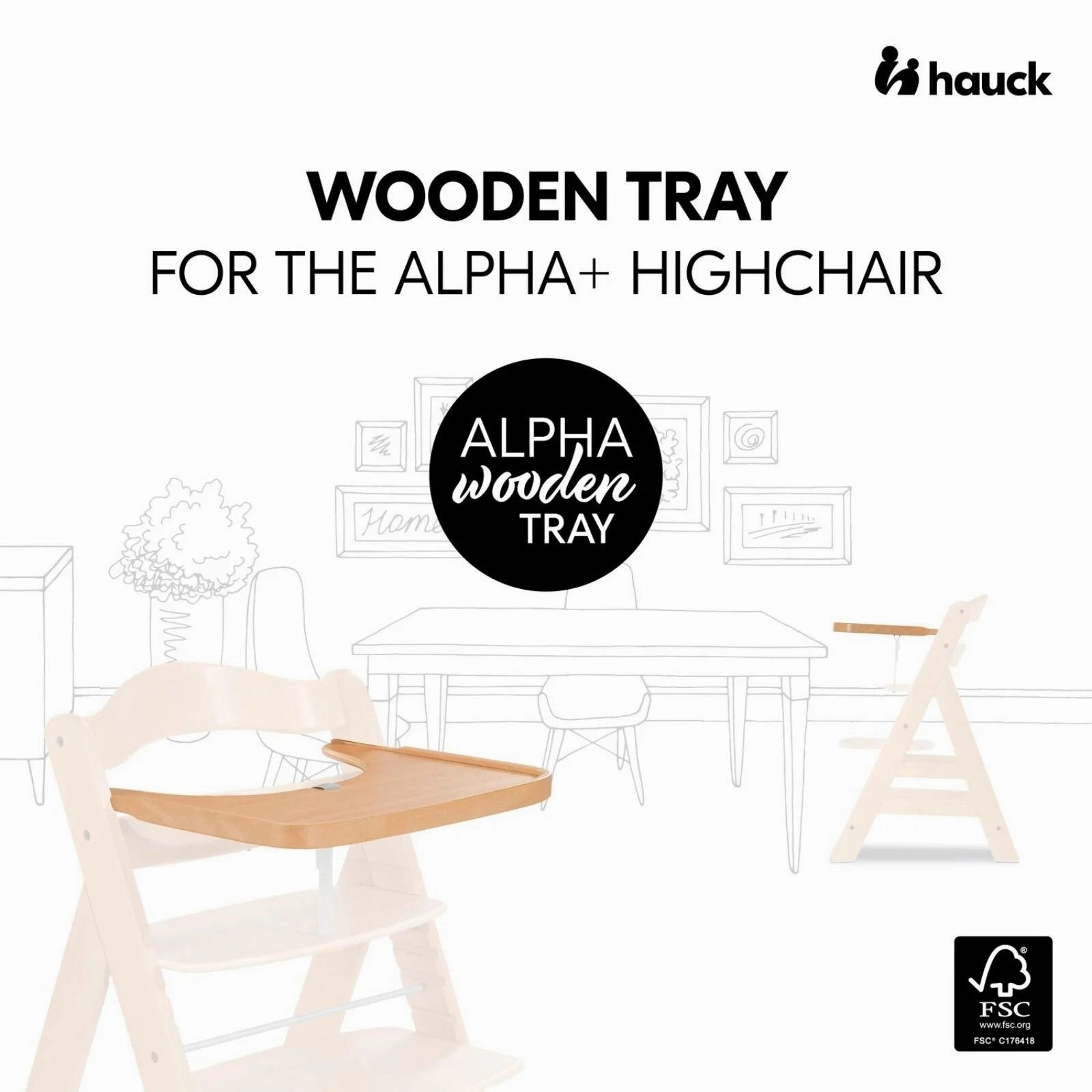 Hauck Alpha Wooden Tray - Natural