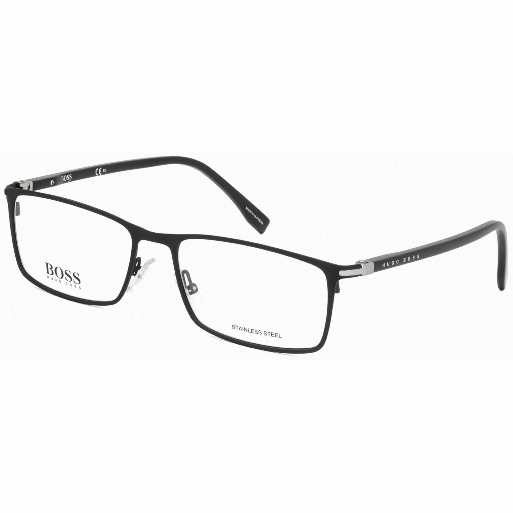 Hugo Boss Men's Eyeglasses - Full Rim Matte Black Rectangular Frame | 1006 0003 00