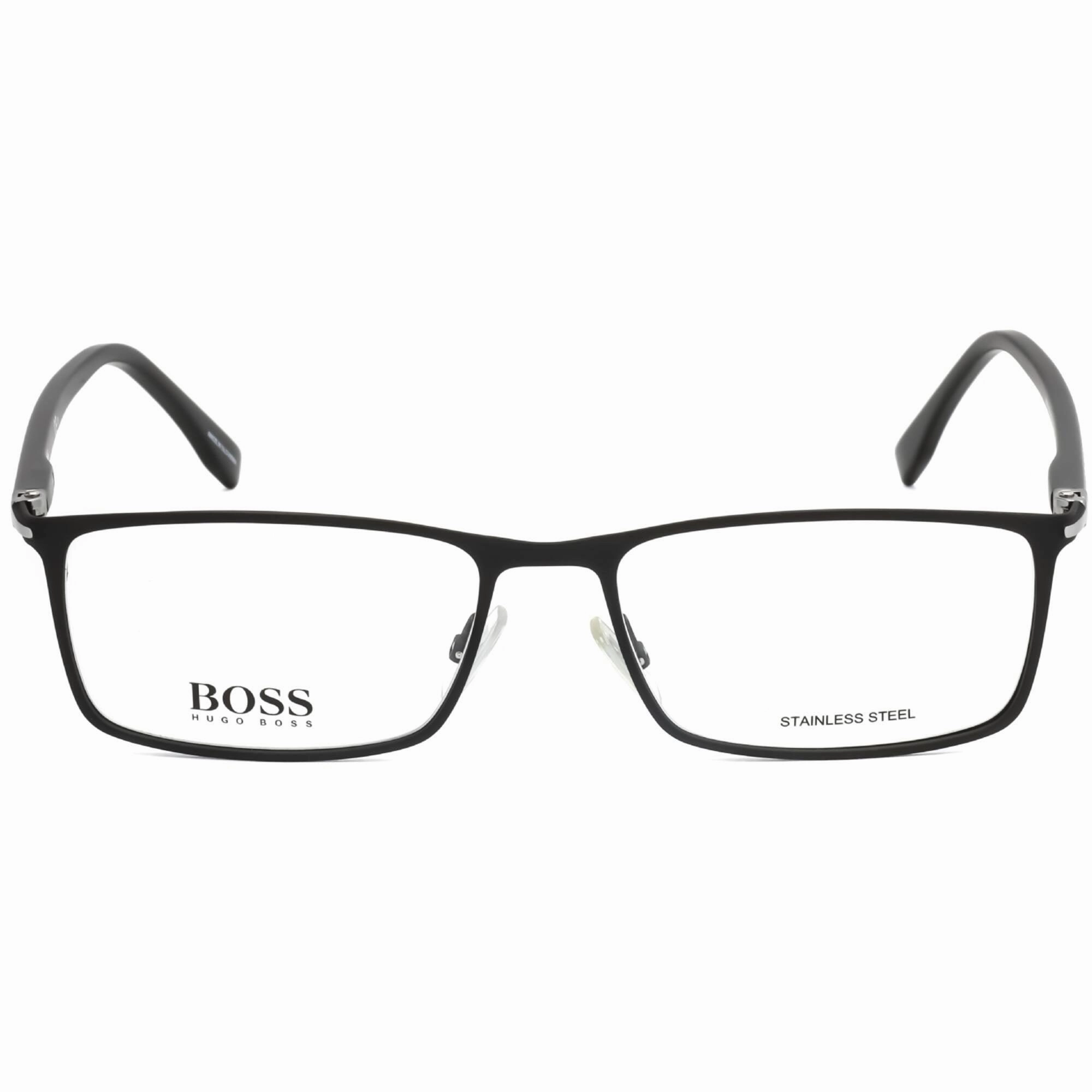 Hugo Boss Men's Eyeglasses - Full Rim Matte Black Rectangular Frame | 1006 0003 00