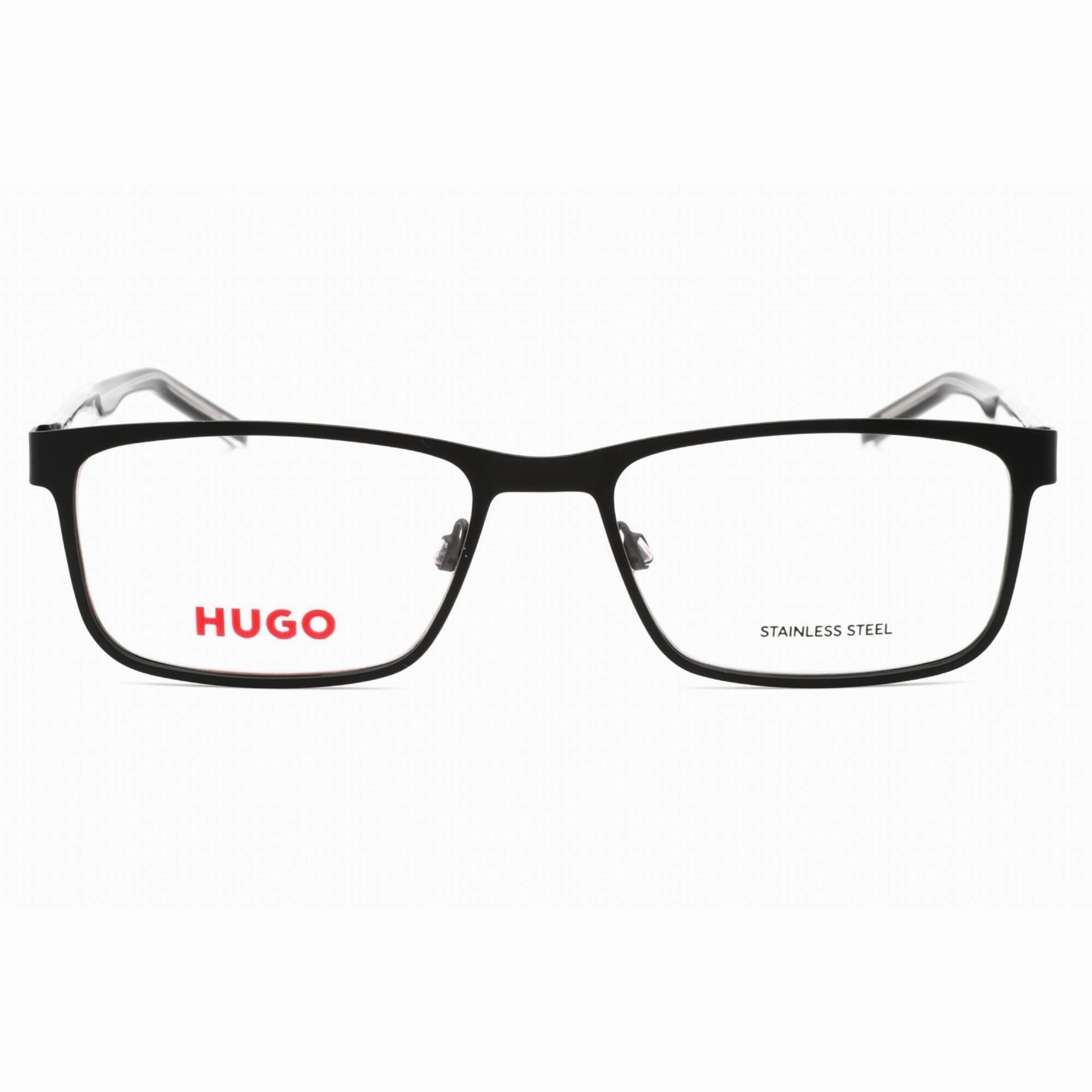 Hugo Men's Eyeglasses - Clear Lens Black Crystal Rectangular Frame | HG 1005 0N7I 00