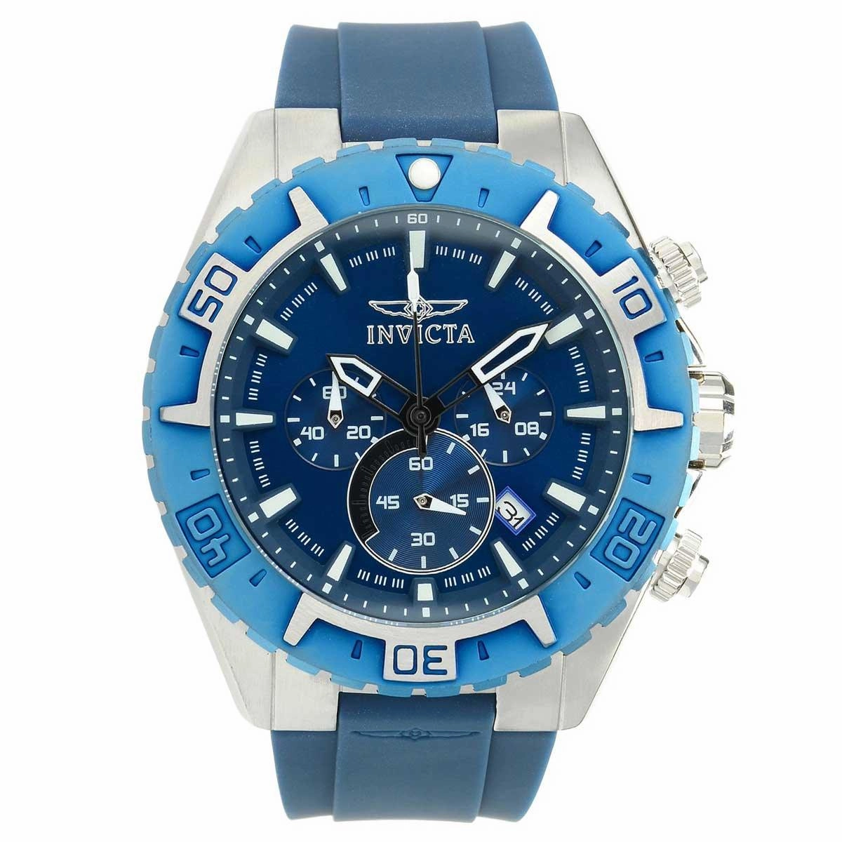 Invicta 22522 Men's Aviator Chronograph Blue Dial Blue Silicon Strap Watch