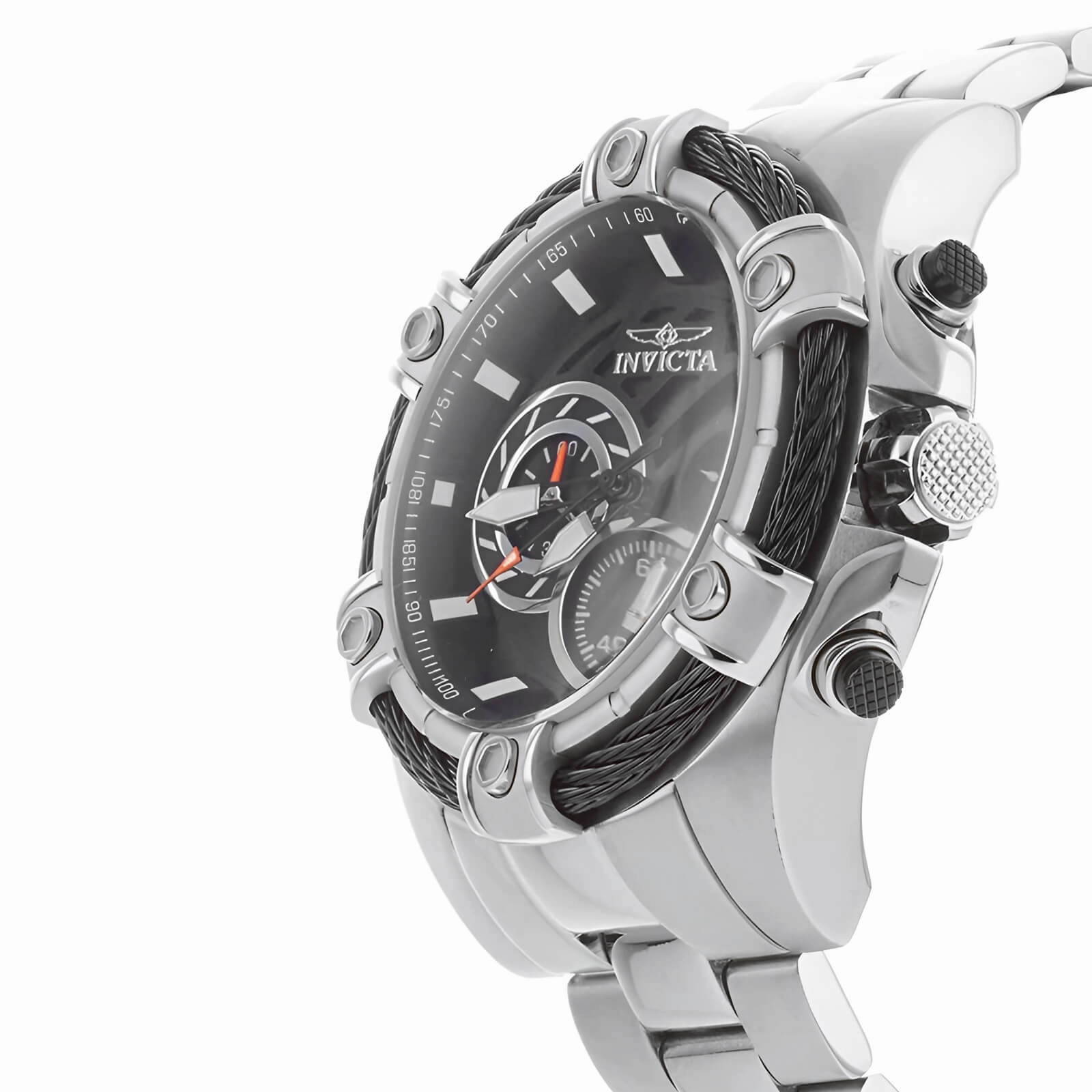 Invicta Men's Chronograph Watch - Bolt Black Dial Stainless Steel Bracelet | 25512