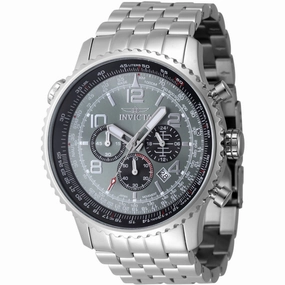 Invicta Men's Watch - Aviator Quartz Chrono Grey and Black Dial Steel Bracelet | 48225