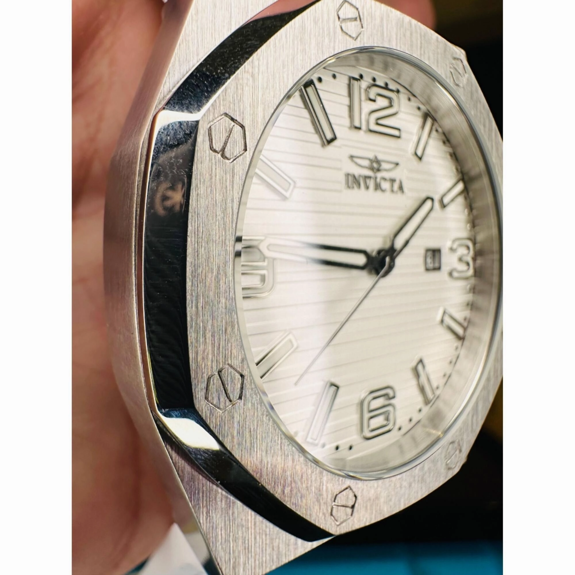 Invicta Men's Watch - Huracan Quartz Silver Tone Dial White Silicone Strap | 45774