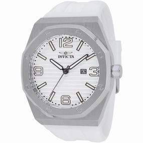 Invicta Men's Watch - Huracan Quartz Silver Tone Dial White Silicone Strap | 45774