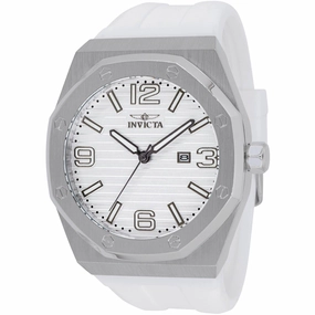 Invicta Men's Watch - Huracan Quartz Silver Tone Dial White Silicone Strap | 45774