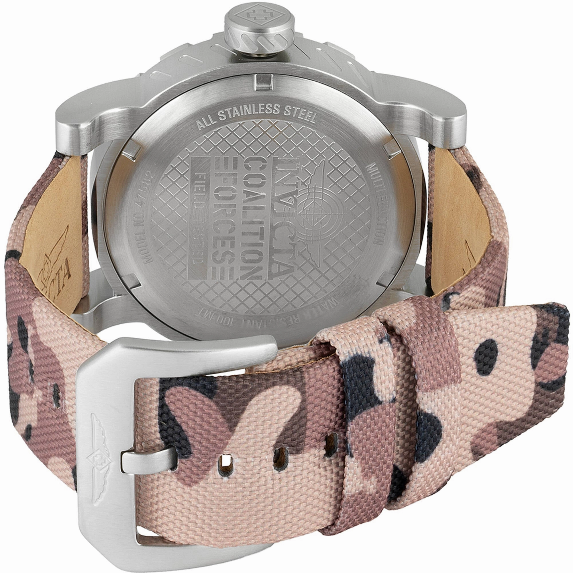 Invicta Men's Watch - I-Force Quartz Black Dial Camouflage and Brown Strap | 47582