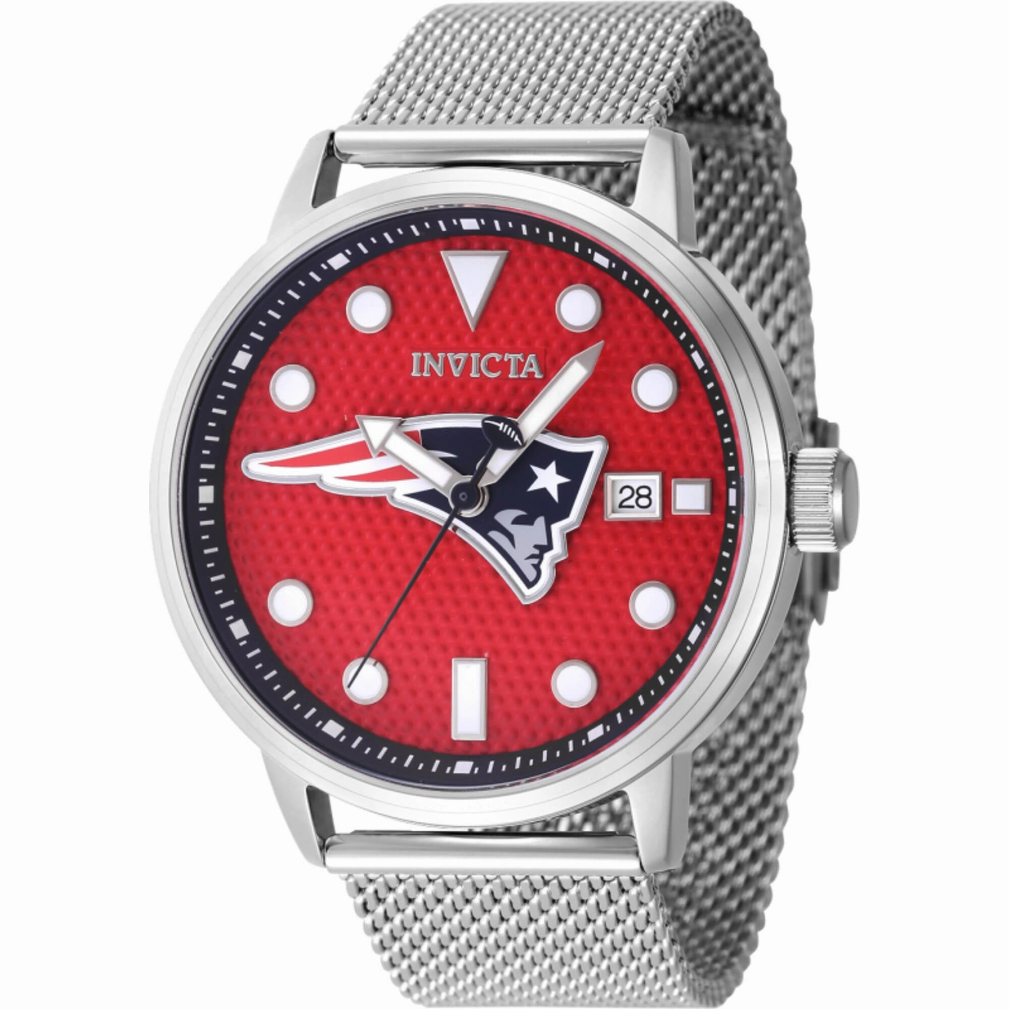 Invicta Men's Watch - NFL New England Patriots Red Dial Steel Mesh Bracelet | 47975