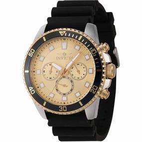 Invicta Men's Watch - Pro Diver Chronograph Gold Tone Dial Black Strap | 46128