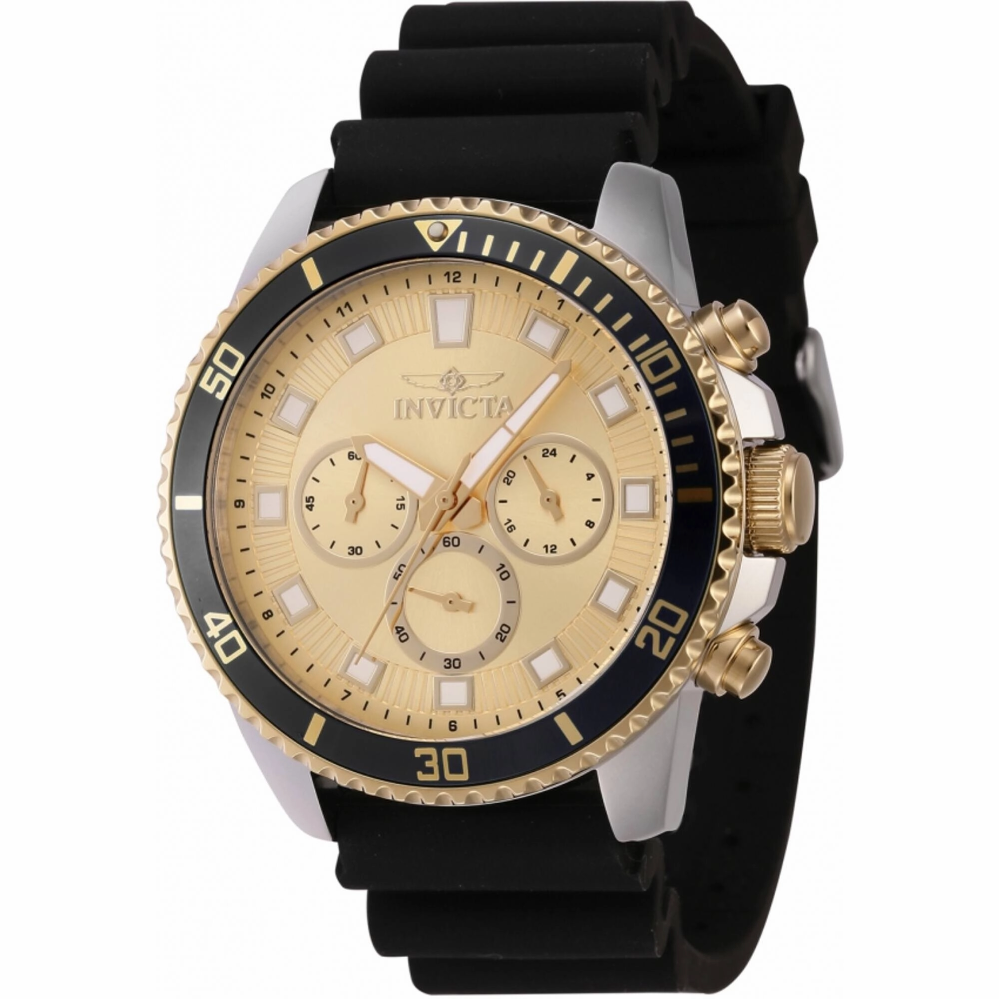 Invicta Men's Watch - Pro Diver Chronograph Gold Tone Dial Black Strap | 46128