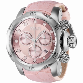 Invicta Men's Watch - Reserve Quartz Chronograph Pink Dial Leather Strap | 42617