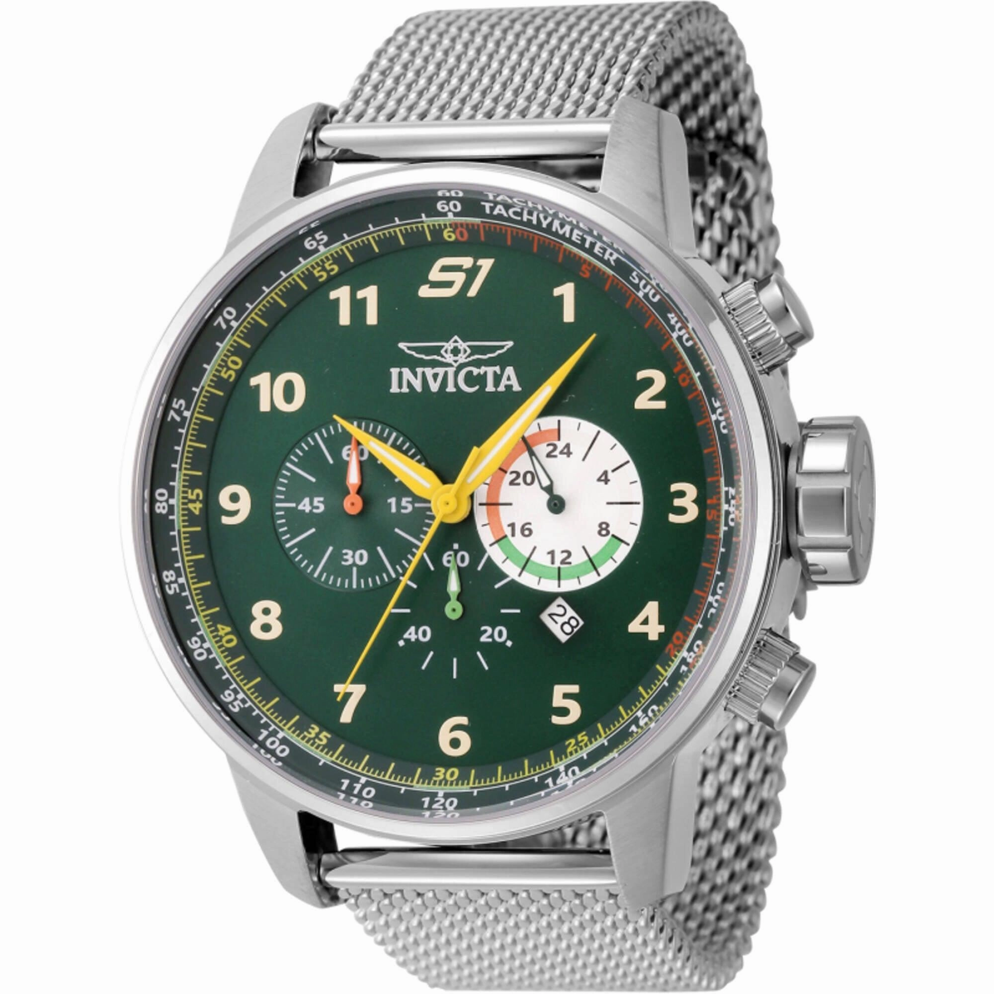 Invicta Men's Watch - S1 Rally Chrono Antique Silver and Green Dial Bracelet | 44948