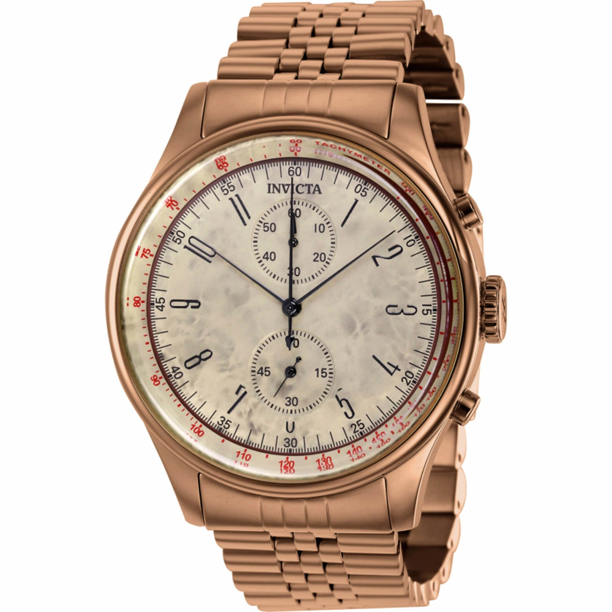 Invicta Men's Watch - Vintage Chronograph Beige Dial Brown Steel Bracelet | 40852