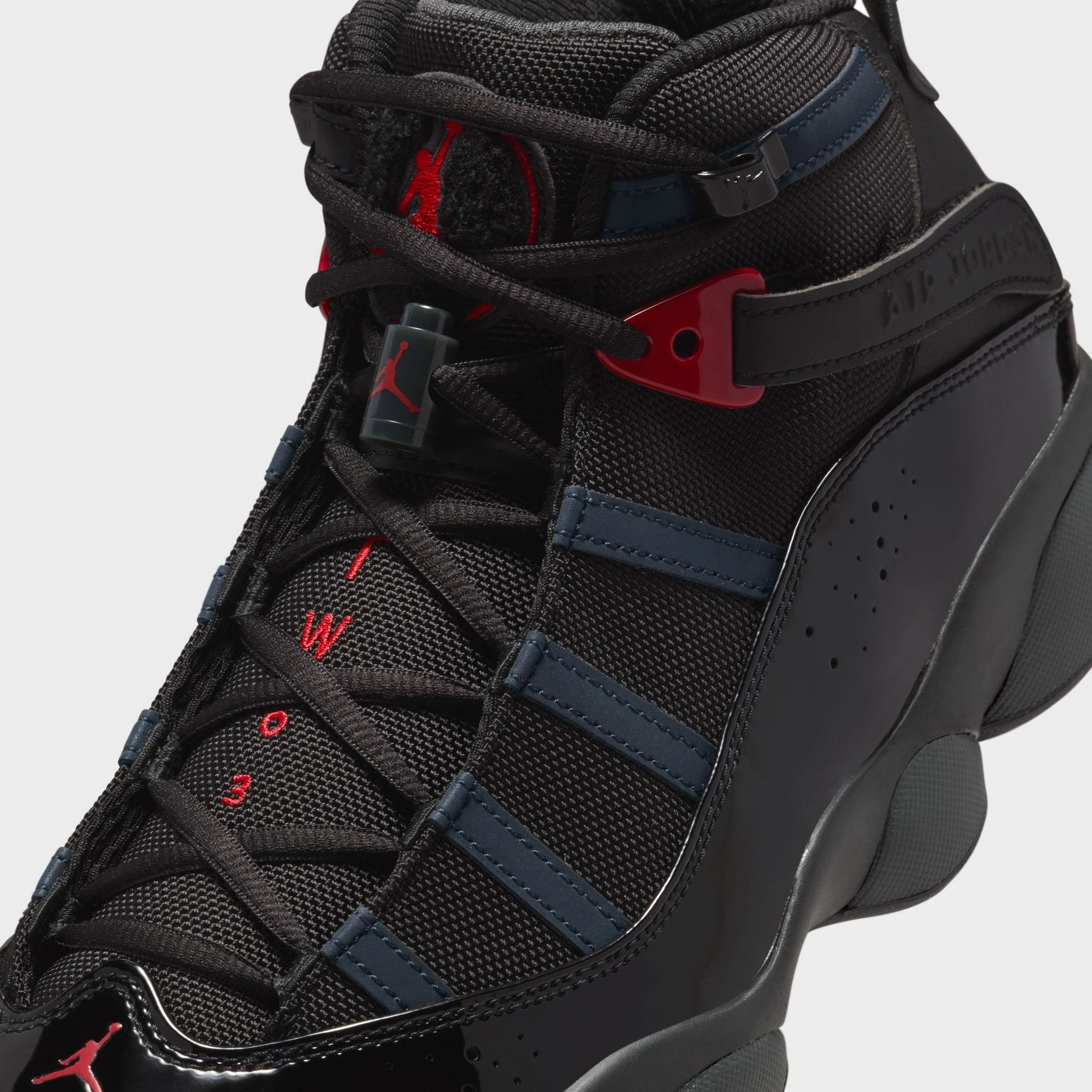 Jordan 6 Rings Black / Fire Red - Anthracite