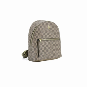 London Fog Women's Raven Tower Signature Print Backpack, Olive