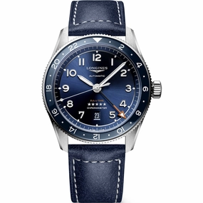 Longines Men's Watch - Spirit Zulu Time Chronometer Blue Leather Strap | L38124932