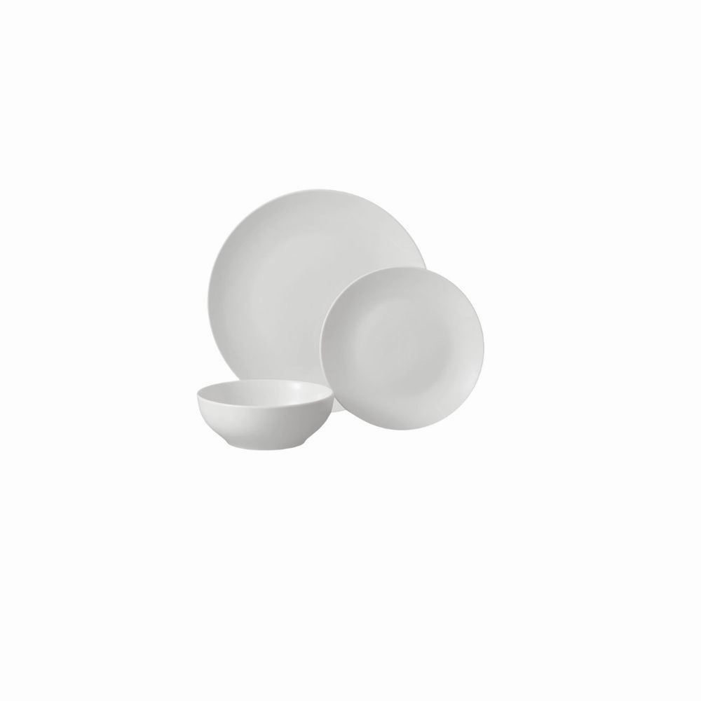 Mainstays MS52100027784WH Glazed White Stoneware Dinnerware Set, 12-Pieces