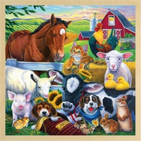 Masterpieces  Farm Friends Wooden Tray Puzzle - 48 Piece